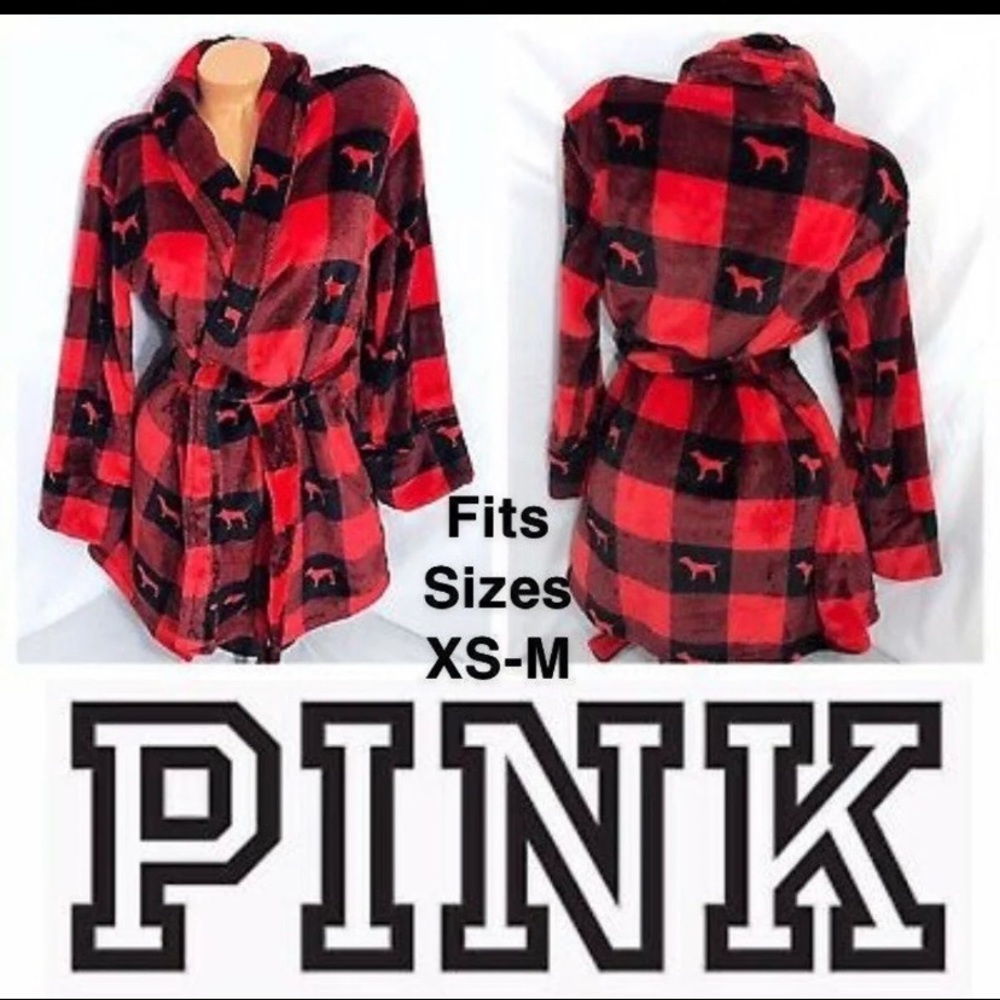 PINK Red and Black Buffalo bath robe